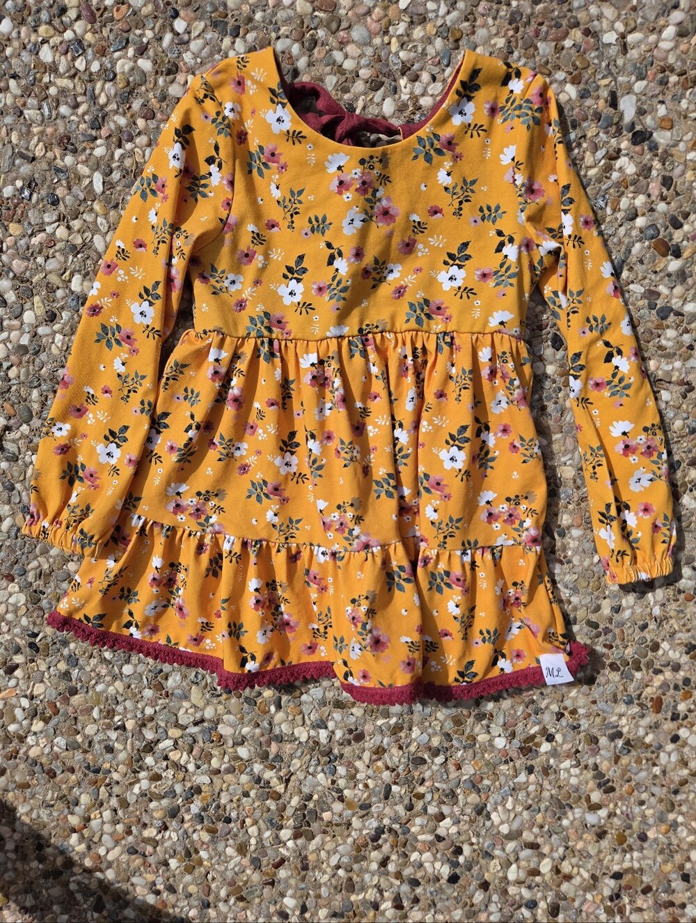Makena Lane Dress Girls 4 Marigold Witb Floral Print